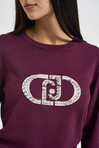Maglia donna con logo gioiello bordeaux. TF6261 L9625 LIU JO SPORT 