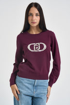 Maglia donna con logo gioiello bordeaux. TF6261 L9625 LIU JO SPORT 