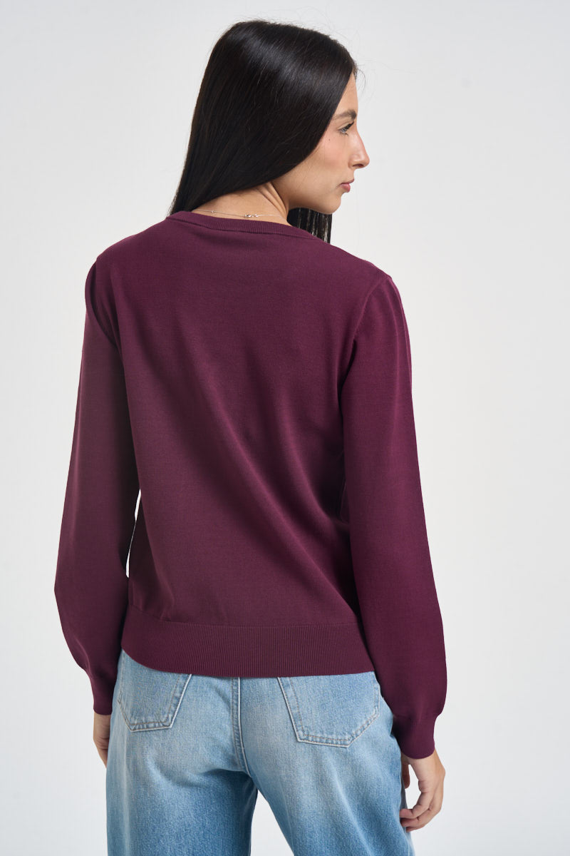 Maglia donna con logo gioiello bordeaux. TF6261 L9625 LIU JO SPORT 