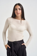 Maglia donna collo a barca panna 12635 PANNA LOKITA MILANO 