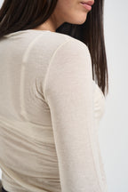 Maglia donna collo a barca panna 12635 PANNA LOKITA MILANO 
