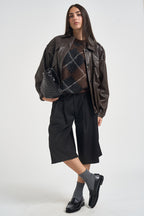 Giacca donna in ecopelle marrone scuro 2685 MORO LOKITA MILANO 