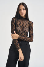 Top donna semitrasparente nero 485 NERO LOKITA MILANO 