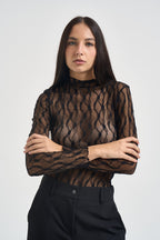 Top donna semitrasparente nero 485 NERO LOKITA MILANO 