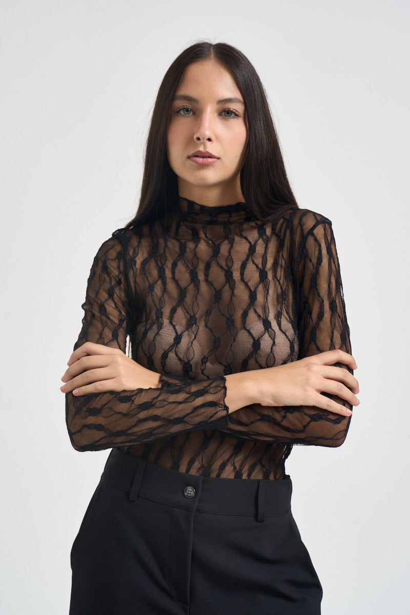 Top donna semitrasparente nero 485 NERO LOKITA MILANO 