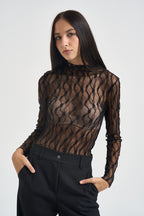 Top donna semitrasparente nero 485 NERO LOKITA MILANO 