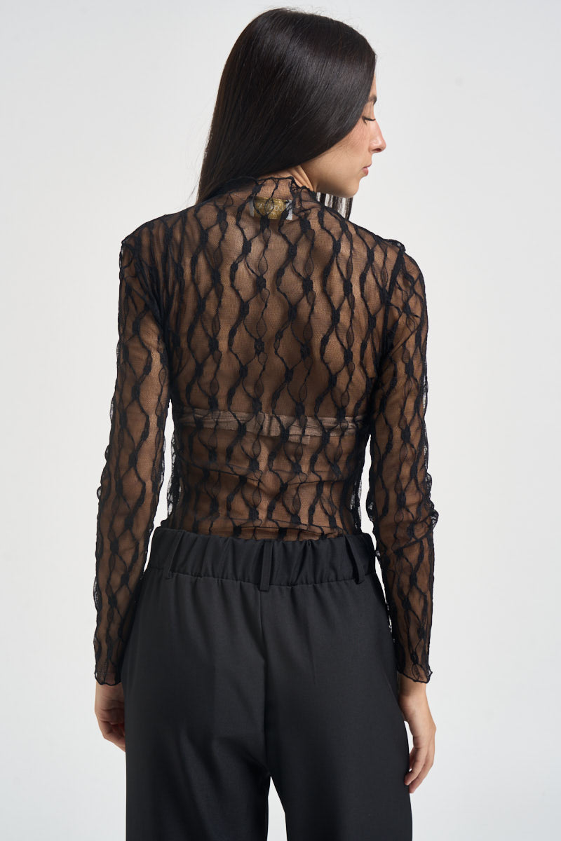 Top donna semitrasparente nero 485 NERO LOKITA MILANO 