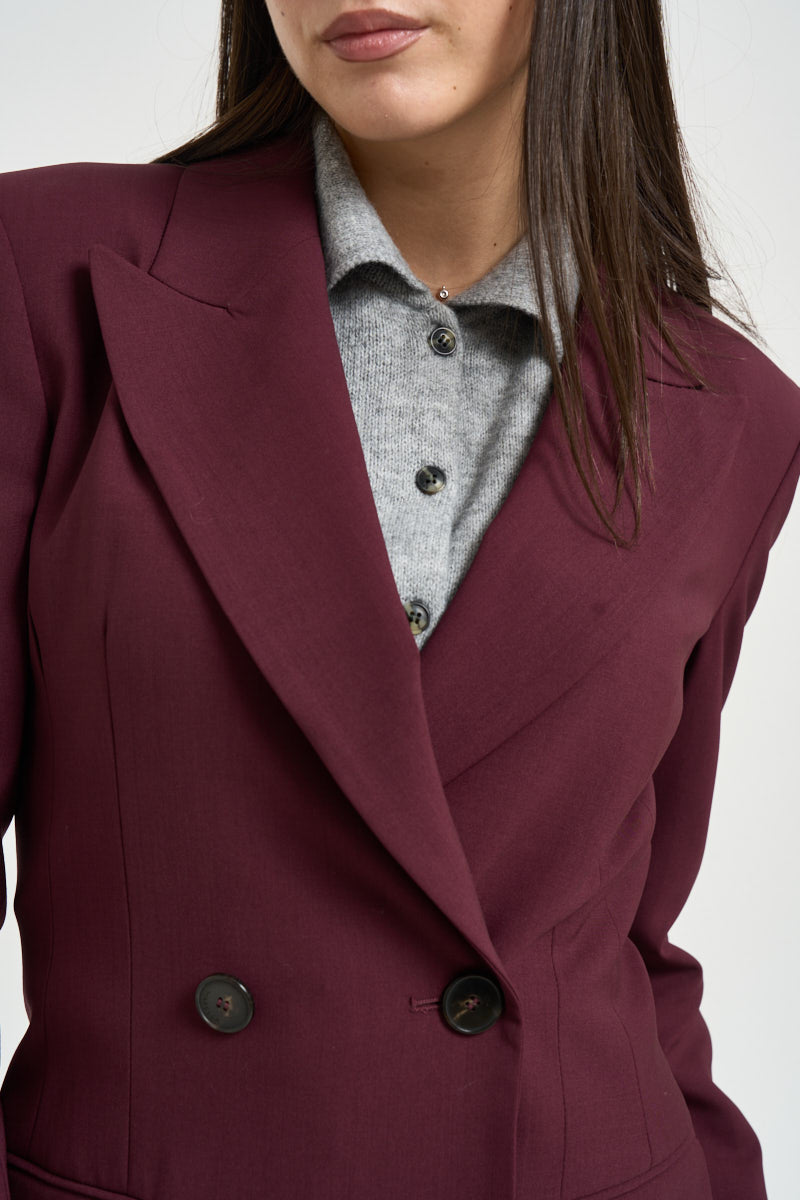 Giacca donna doppiopetto bordeaux DENTE BORDEAUX MARELLA 