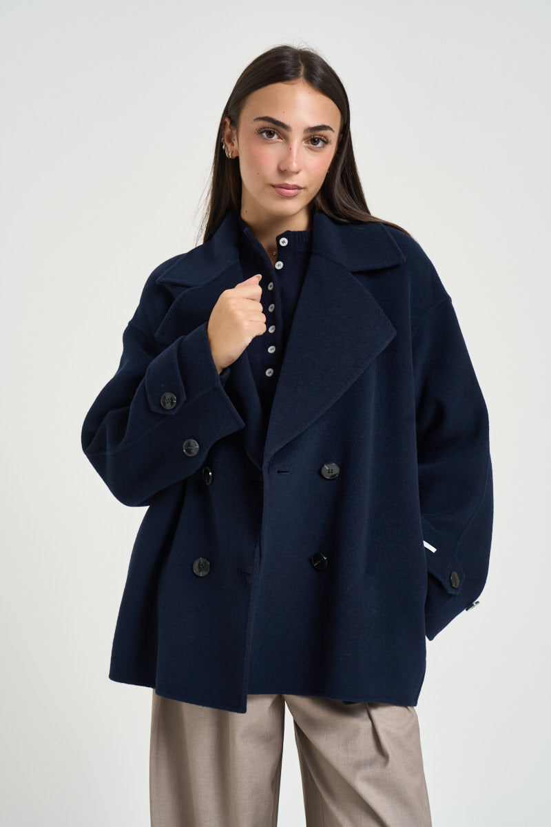 Giacca donna corta doppiopetto blu notte DESERTO NAVY MARELLA 