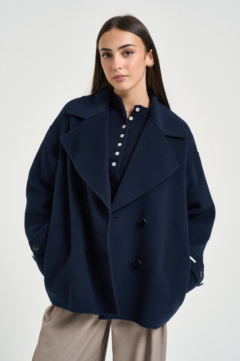 Giacca donna corta doppiopetto blu notte DESERTO NAVY MARELLA 