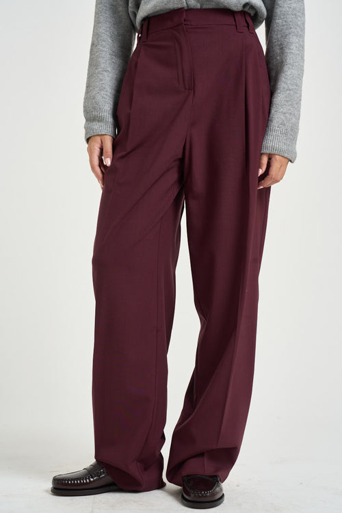 Pantalone donna palazzo bordeaux - 1