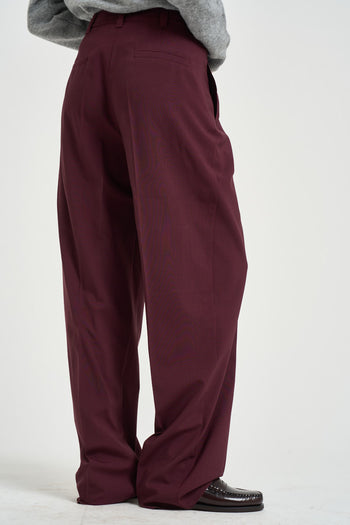 Pantalone donna palazzo bordeaux - 4