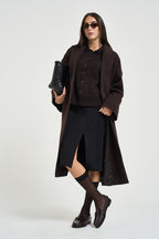 Cappotto donna lungo con cinta moro SAGGIO MARRONE MARELLA 