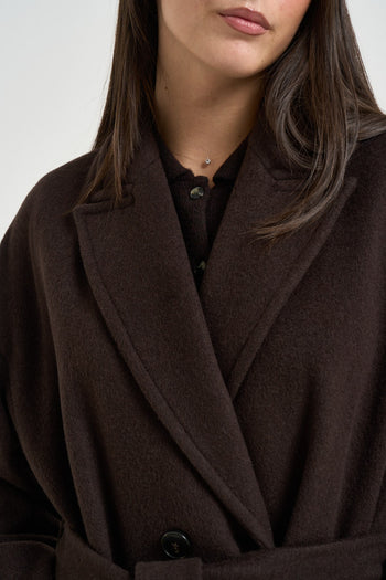 Cappotto donna lungo con cinta moro - 4