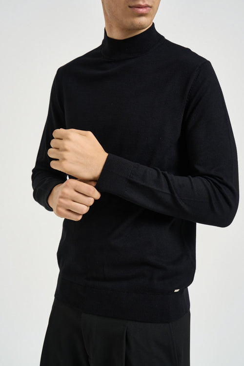 Maglia uomo dolcevita a mezzo collo nera - 2