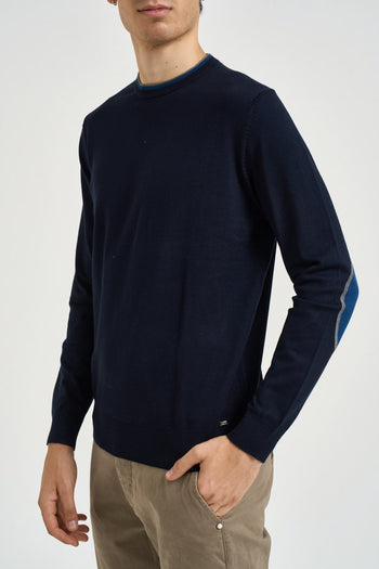 Maglia uomo girocollo con toppe blu - 3