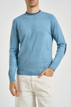 Maglia uomo girocollo con toppe azzurra MK20028 CARTADAZUCCHERO MARKUP 