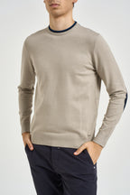 Maglia uomo girocollo con toppe beige MK20028 TAUPE MARKUP 