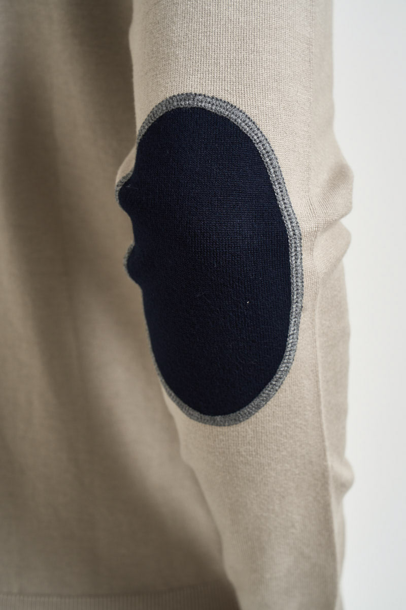 Maglia uomo girocollo con toppe beige MK20028 TAUPE MARKUP 