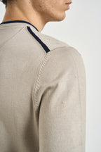 Maglia uomo girocollo con toppe beige MK20028 TAUPE MARKUP 