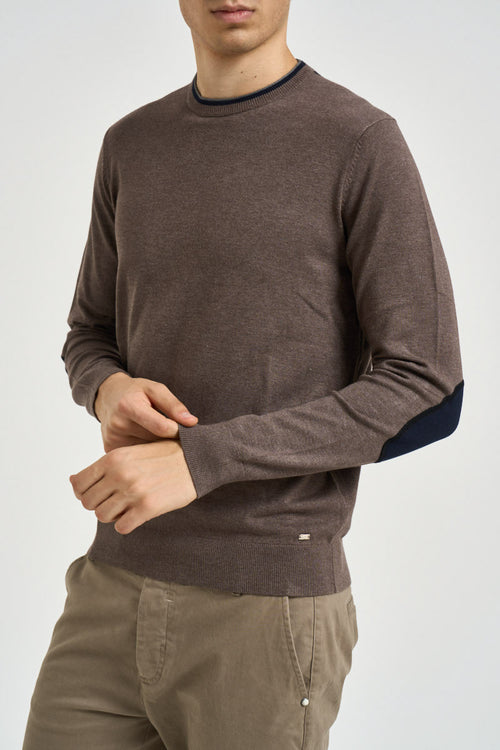 Maglia uomo girocollo marrone mélange - 2