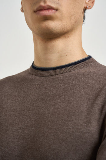 Maglia uomo girocollo marrone mélange - 3