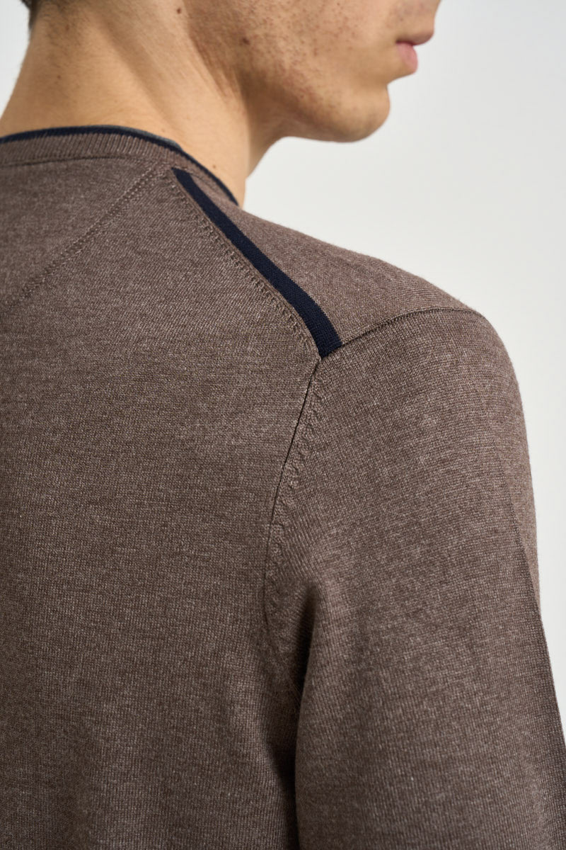 Maglia uomo girocollo marrone mélange MK20028 TORTORA MARKUP 