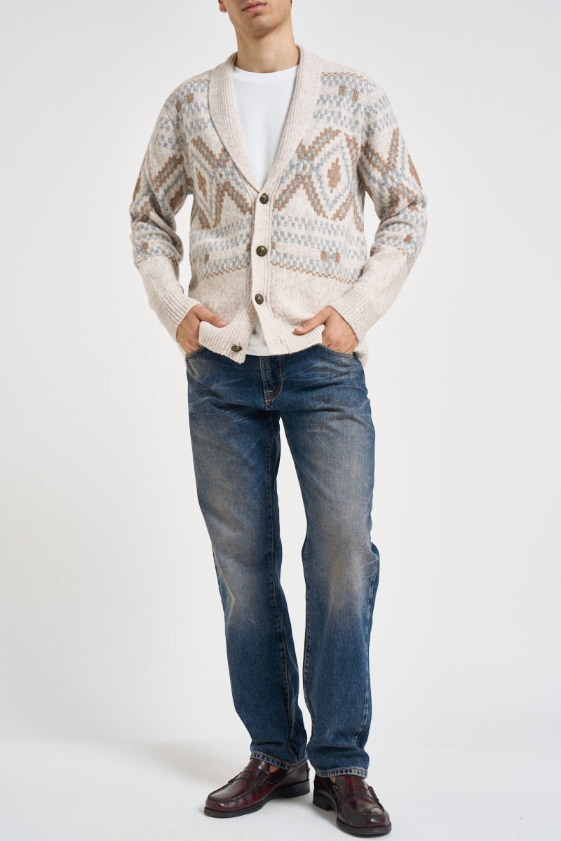 Cardigan uomo con bottoni fantasia multicolor beige MK2900074 LATTE MARKUP 