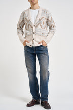 Cardigan uomo con bottoni fantasia multicolor beige MK2900074 LATTE MARKUP 
