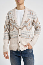 Cardigan uomo con bottoni fantasia multicolor beige MK2900074 LATTE MARKUP 
