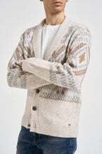 Cardigan uomo con bottoni fantasia multicolor beige MK2900074 LATTE MARKUP 