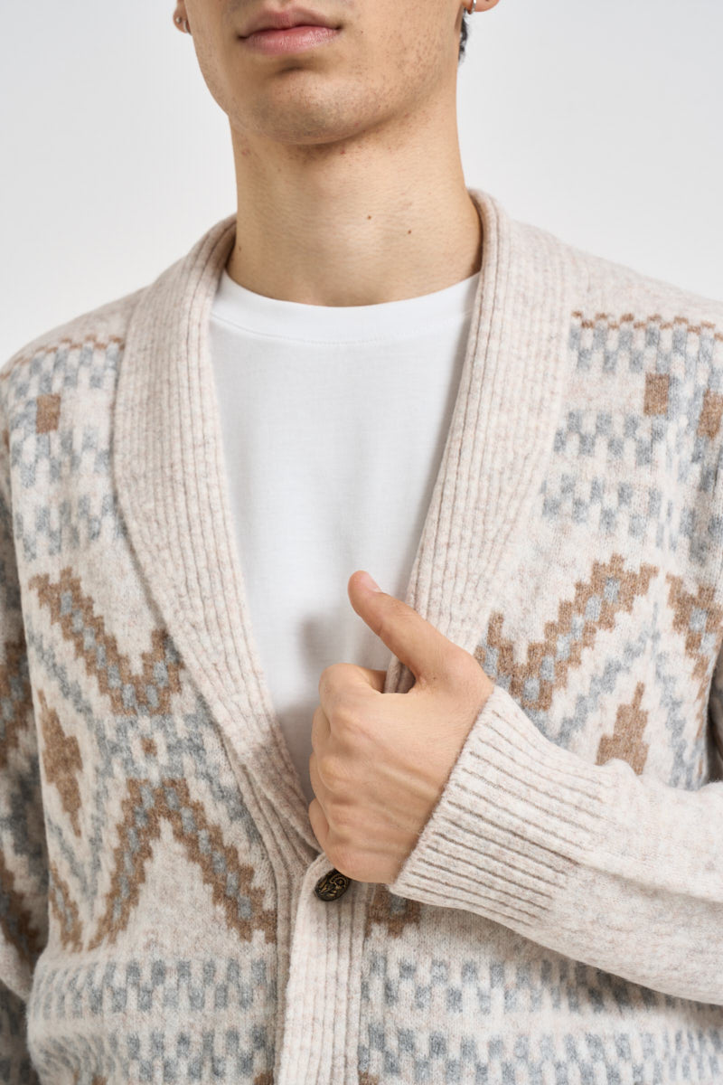 Cardigan uomo con bottoni fantasia multicolor beige MK2900074 LATTE MARKUP 