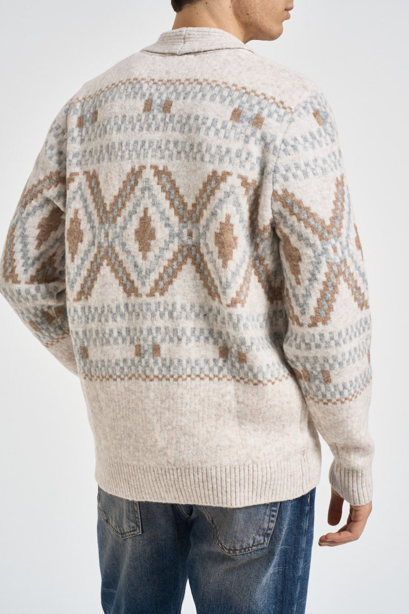 Cardigan uomo con bottoni fantasia multicolor beige MK2900074 LATTE MARKUP 