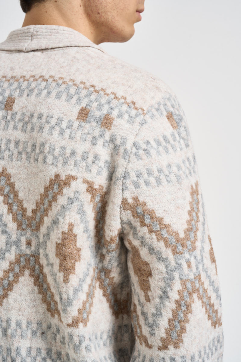 Cardigan uomo con bottoni fantasia multicolor beige MK2900074 LATTE MARKUP 