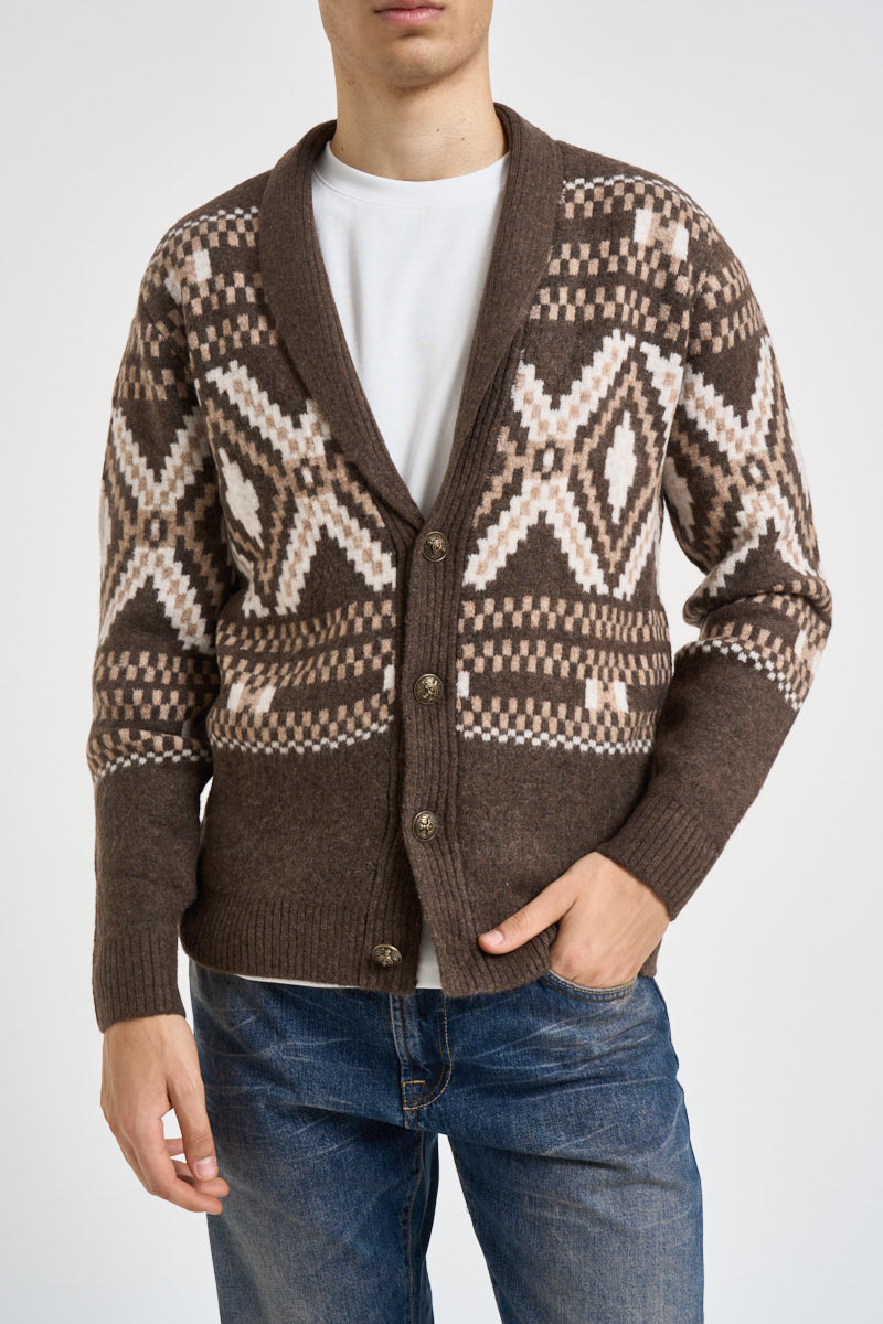Cardigan uomo con bottoni fantasia multicolor moro MK2900074 TORTORA MARKUP 