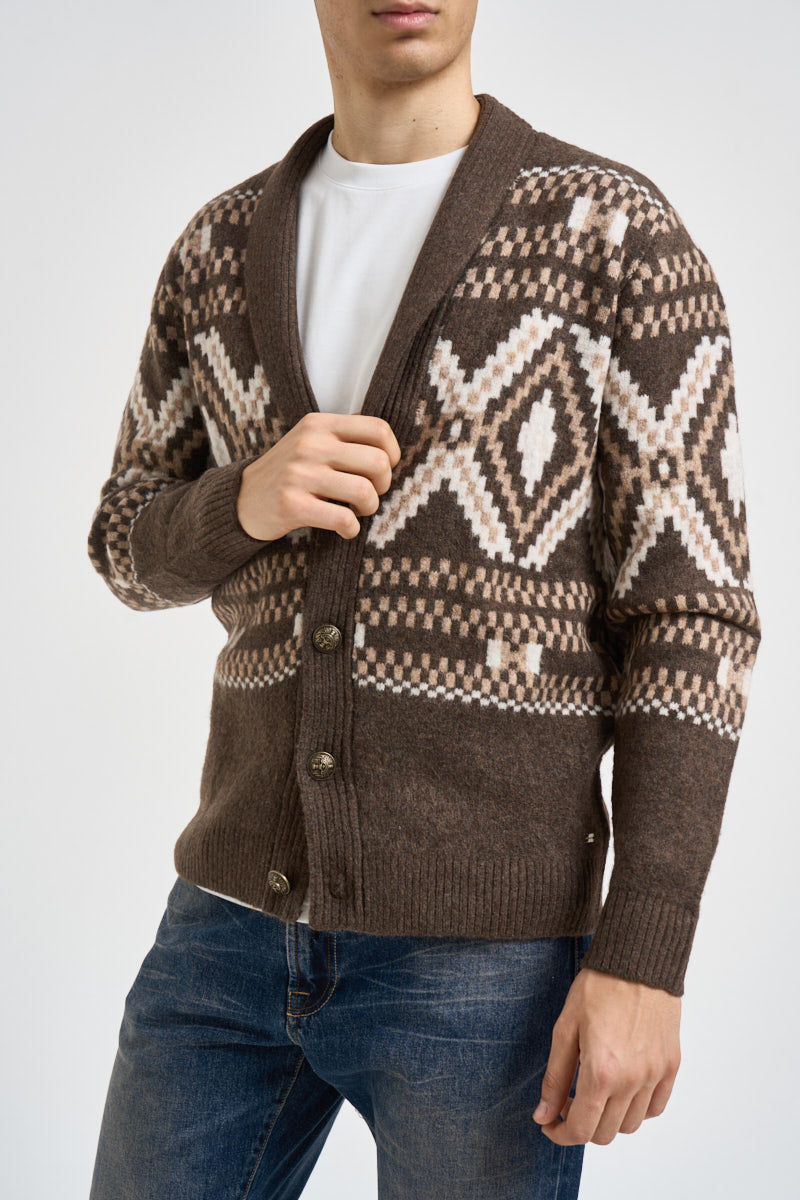Cardigan uomo con bottoni fantasia multicolor moro MK2900074 TORTORA MARKUP 