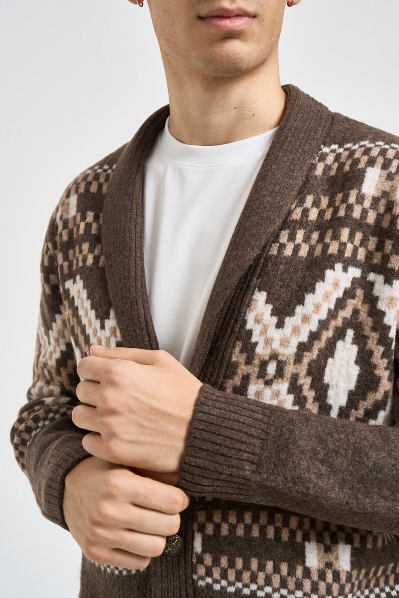 Cardigan uomo con bottoni fantasia multicolor moro MK2900074 TORTORA MARKUP 