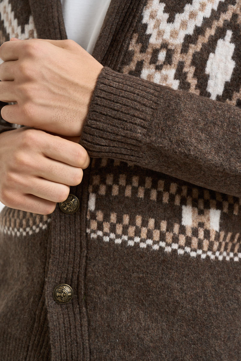 Cardigan uomo con bottoni fantasia multicolor moro MK2900074 TORTORA MARKUP 