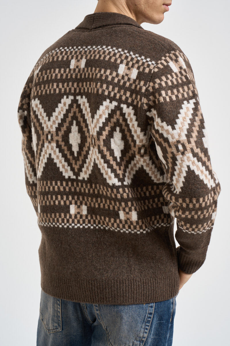 Cardigan uomo con bottoni fantasia multicolor moro MK2900074 TORTORA MARKUP 
