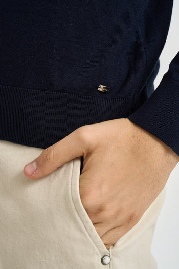 Maglia uomo collo alto con mezza zip blu - 4