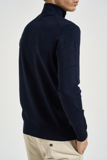 Maglia uomo collo alto con mezza zip blu - 5