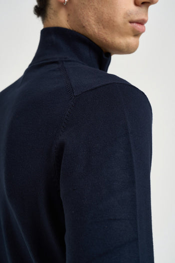 Maglia uomo collo alto con mezza zip blu - 6