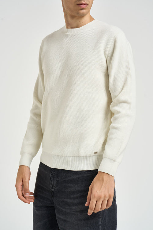 Maglia uomo a costa inglese panna - 2