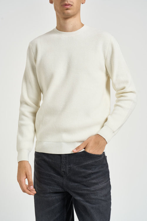 Maglia uomo a costa inglese panna - 1