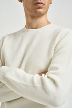 Maglia uomo a costa inglese panna MK9900029 LATTE MARKUP 
