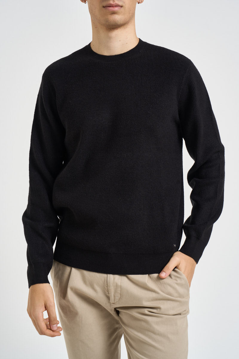 Maglia uomo a costa inglese nera MK9900029 NERO MARKUP 