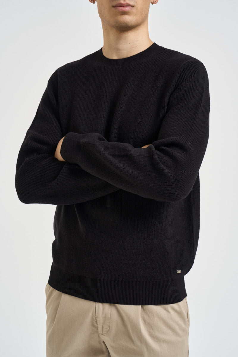 Maglia uomo a costa inglese nera MK9900029 NERO MARKUP 