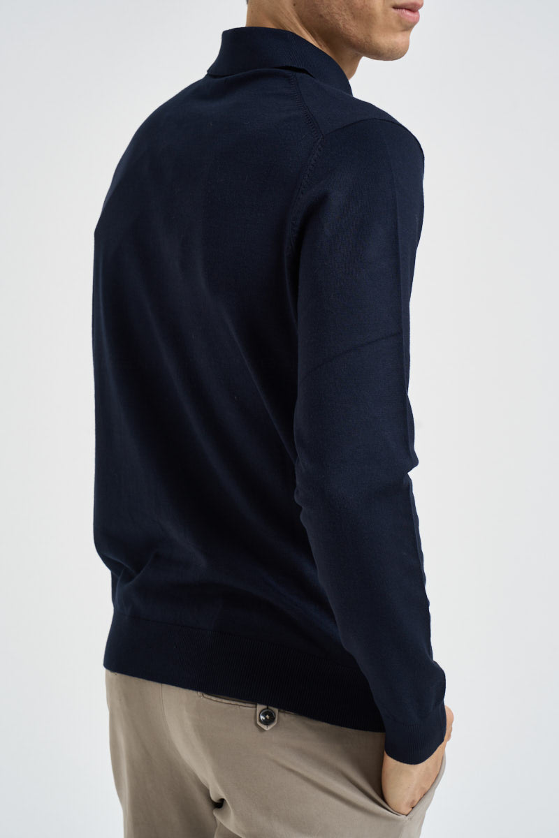 Polo uomo a maniche lunghe in maglia blu notte MK990004 BLU MARKUP 