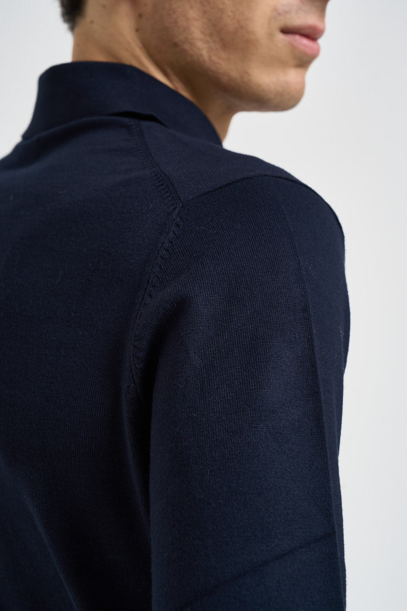 Polo uomo a maniche lunghe in maglia blu notte MK990004 BLU MARKUP 