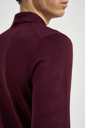 Polo uomo a maniche lunghe in maglia bordeaux - 6